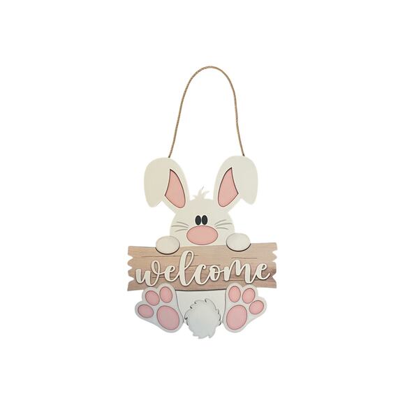 Easter Bunny Welcome Sign | Spring Door Hanger | Wreath Attachment | Home Decor - Picture 2 of 5